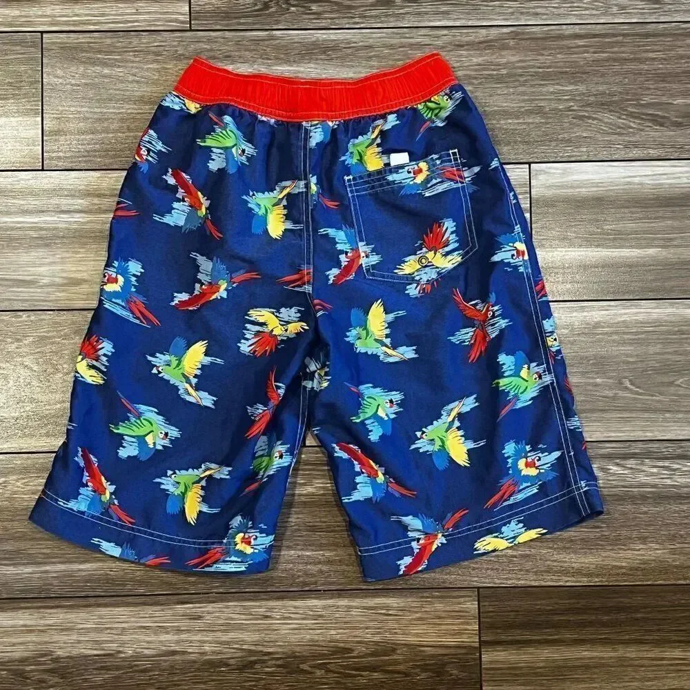 Hanna Andersson Tropical Parrot Sunblock Board Shorts Size 12